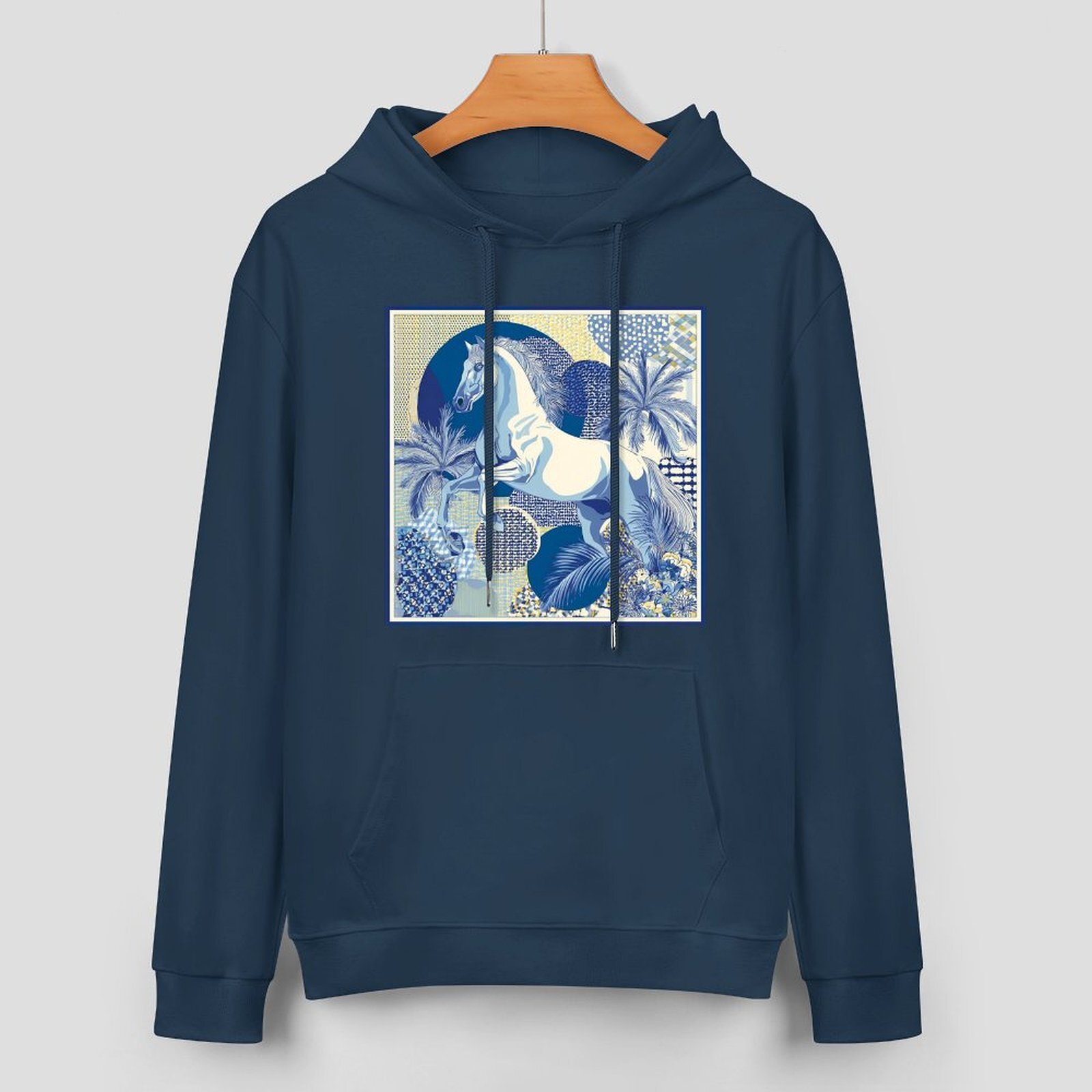 H Designer Fall Winter Hoodie Luxury Horse Print Design Unisex Long Sleeve Streetwear Hip Hop Oversized Fit Hoodie Men's Fashion Apparel H48