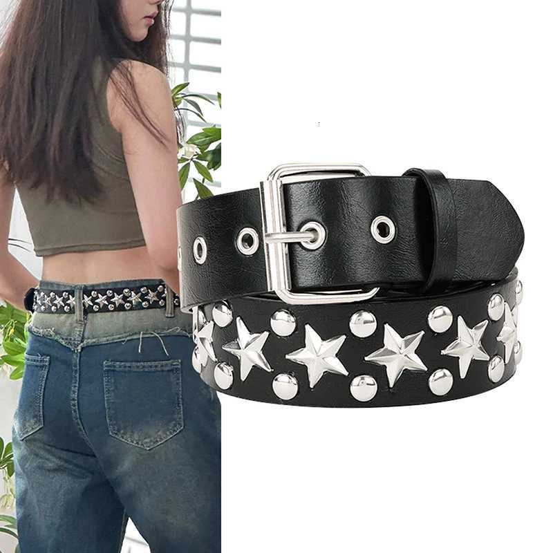 Authentic Rock Chic Bullet Rivet Leather Belt Edgy Womens Fashion Belt with Goth Studs W251024