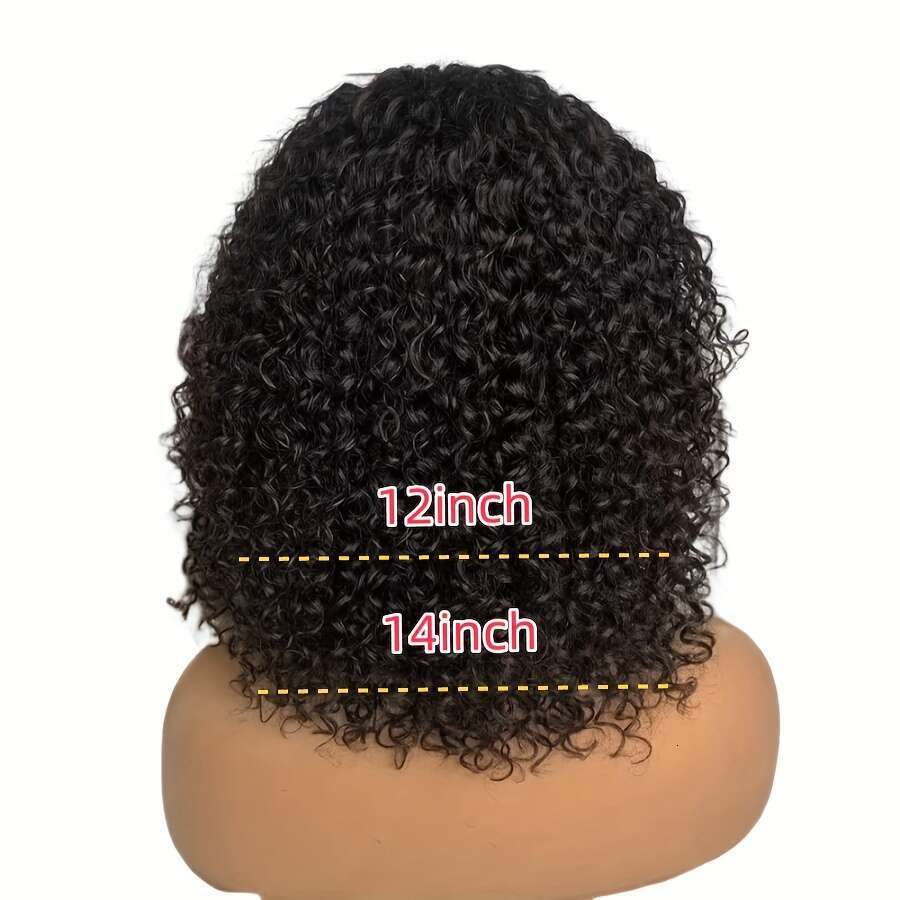 Short Bob With Bangs None Lace Front For Women 180% Density Kinky Curly Fringe Bang Wig Human hine Made Brazilian Unprocessed Virgin Hair Wigs Natural