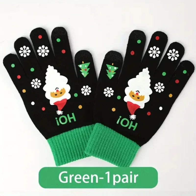 Cozy Thermal Touchscreen Christmas Knit Gloves for Adults and Children Five Finger Winter Gloves Warm Outdoor Gift Accessory 251021
