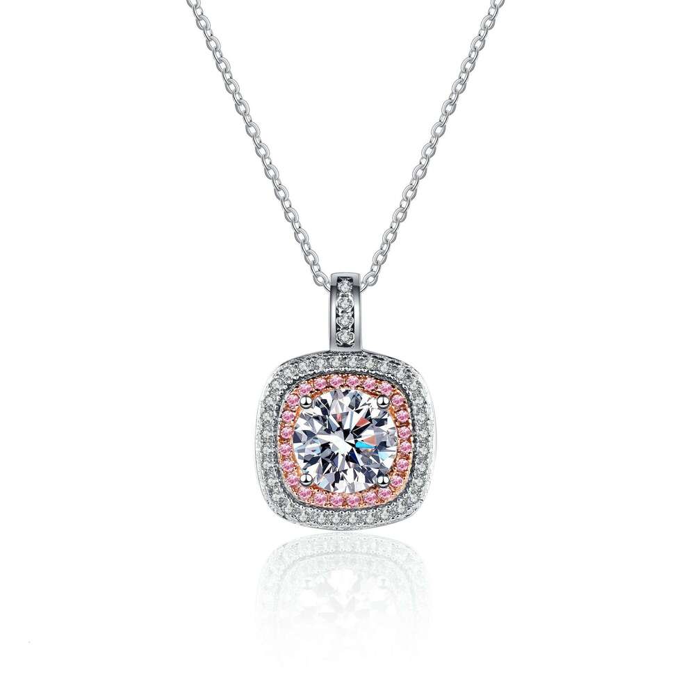 DHCollections-- XDY Sier Square Micro Pave Edged Necklace Moissanite Women's Choker Style