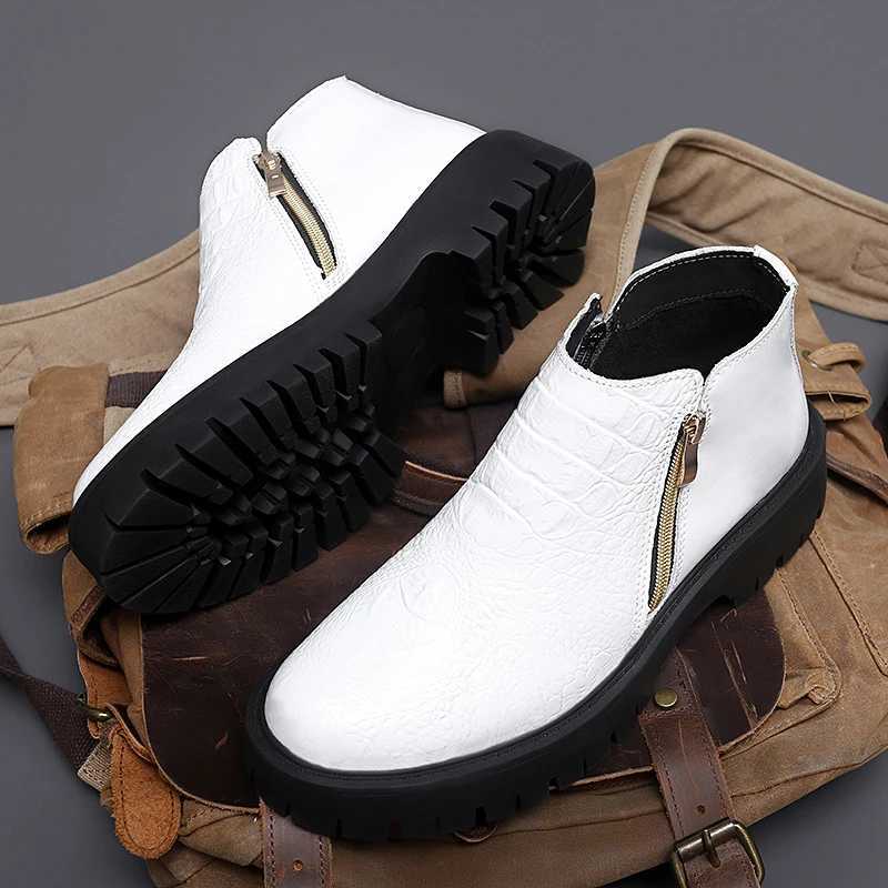 Fashion Mens Chelsea Boots Side Zipper Mid Top Leather Casual Shoes Vintage Style Male Ankle Boots Handmade Business Dress Botas W251024