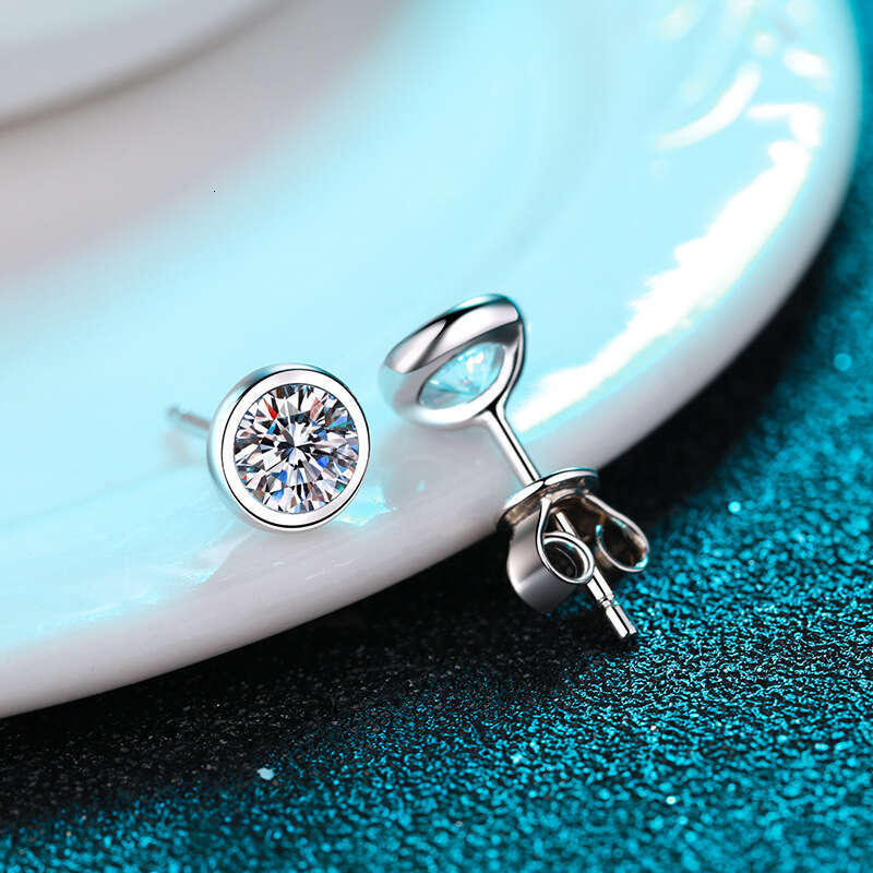 DHCollections-- Sterling Sier Plated PT950 Gold Earrings for Women, Elegant and Simple Moissanite Stone Earrings, Bubble Studs