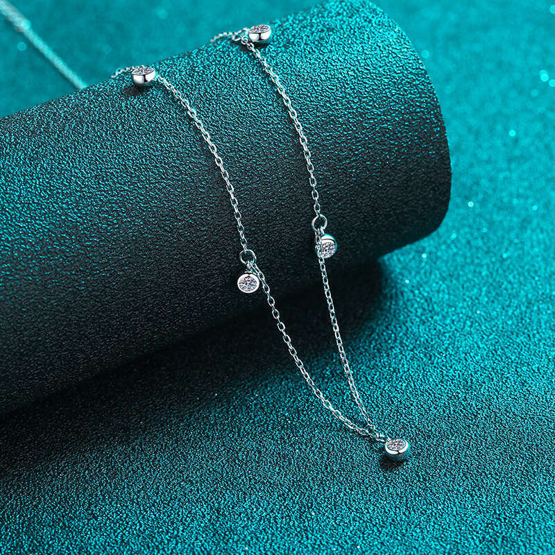 DHCollections-- Sterling Sier Necklace Moissanite Starry Sky Collarbone Chain Plated PT950 Gold Choker