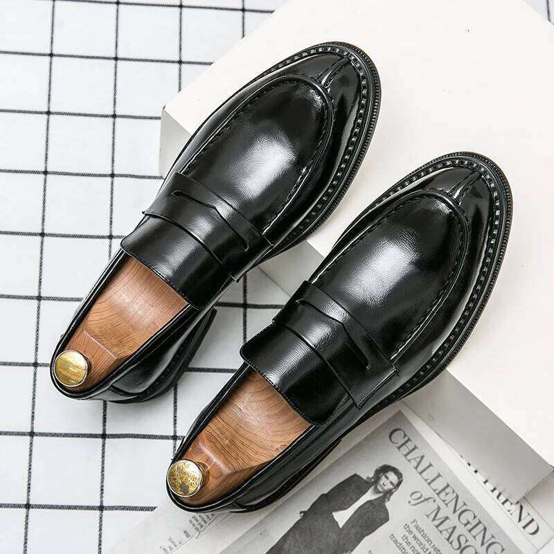 Premium Sier Business Men's Oxford Leather Brand Loafers Slip On High Quality Wedding Soft Sole Dress Shoes