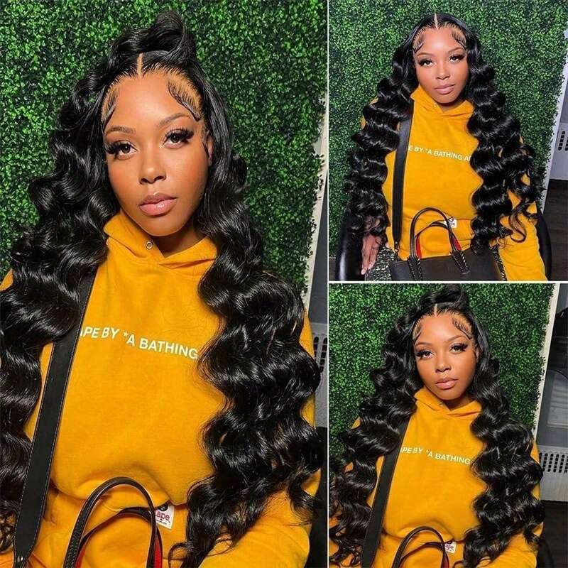 200% Density Glueless 4x4 HD Sheer Pre-Plucked Baby Hair Loose Deep Social Potluck Suitable Gift Full Women Glueless, Ready to Wear Wigs, Lace Front R