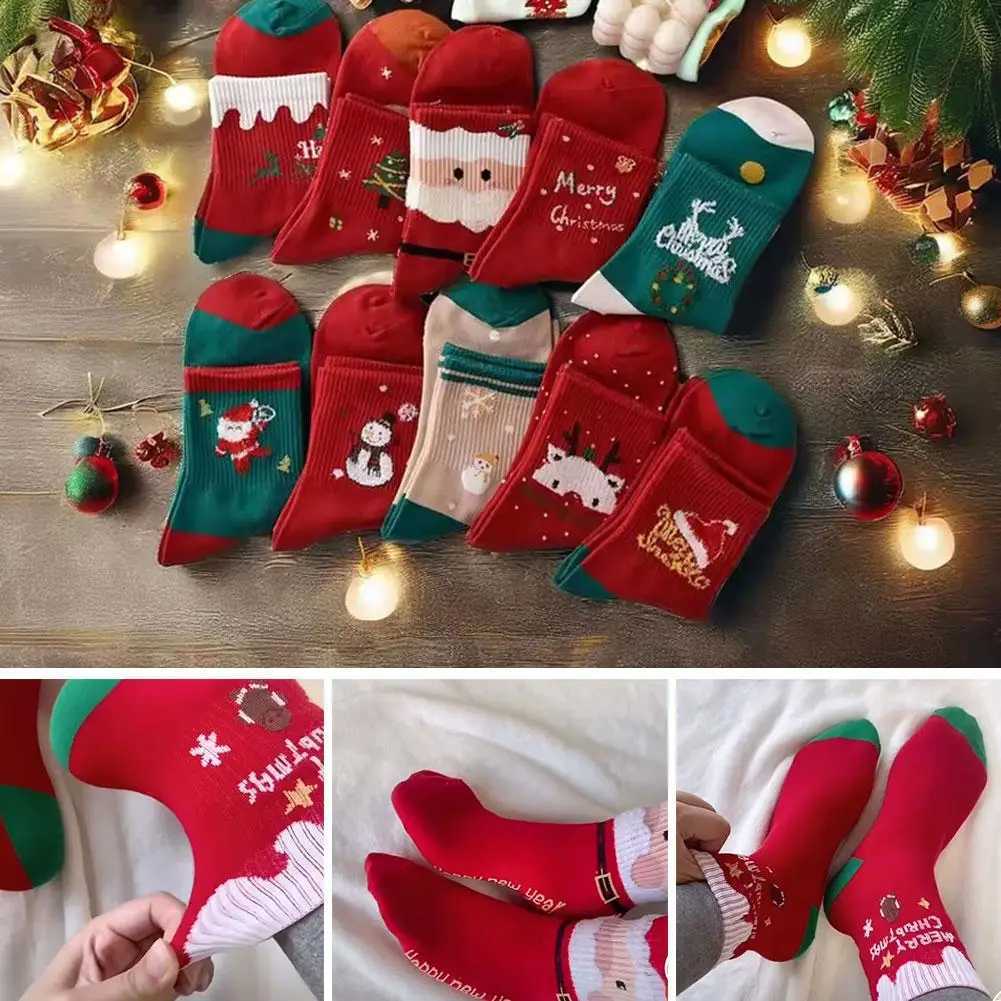 Christmas Cartoon Socks Winter Warm Soft Skin Friendly Elastic Sole Unisex Holiday Gift for Couples Family Home Indoor Outdoor J251024