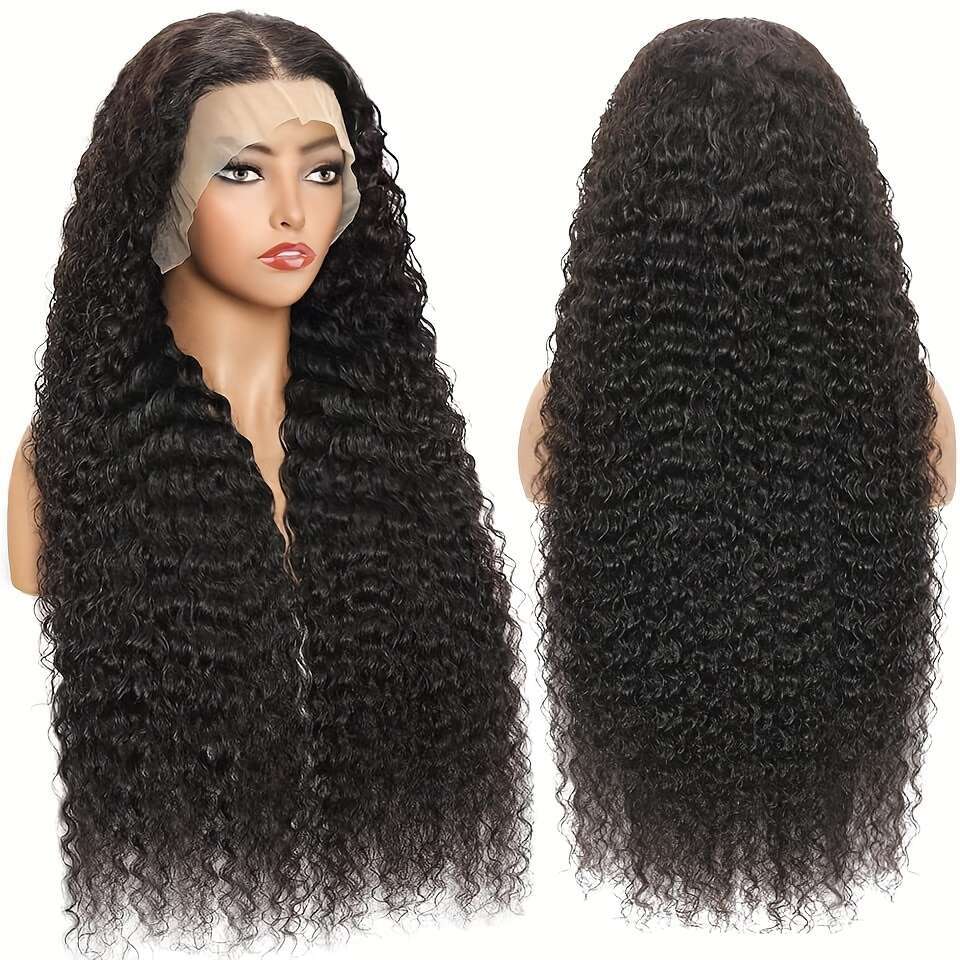 250% Density Brazilian Virgin Curly Front Transparent HD 13x4 Lace Frontal Deep Wave 100% Real Human Wigs Remy Pre Plucked Bleached Knots With Baby Ha