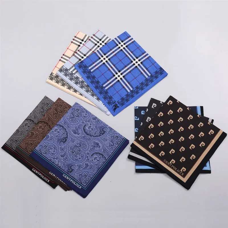 3Pcs Mens Pure Cotton Printed Plaid Handkerchief Summer Thin Oldfashio Nostalgic Cotton Soft Square Towel Hand 43 43cm Y251024