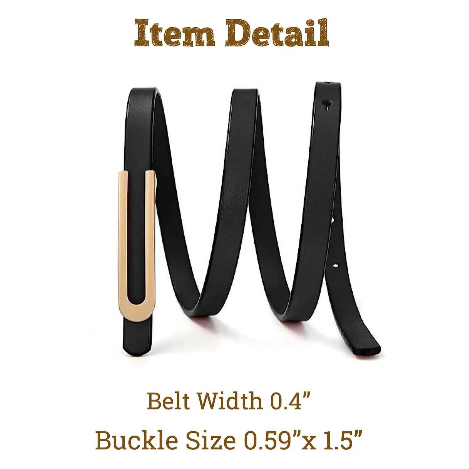 Womens Fashion Elegant Skinny Slim Genuine Leather Belts Waistband Thin Waist Belt With Gold Color Alloy Buckle W251024