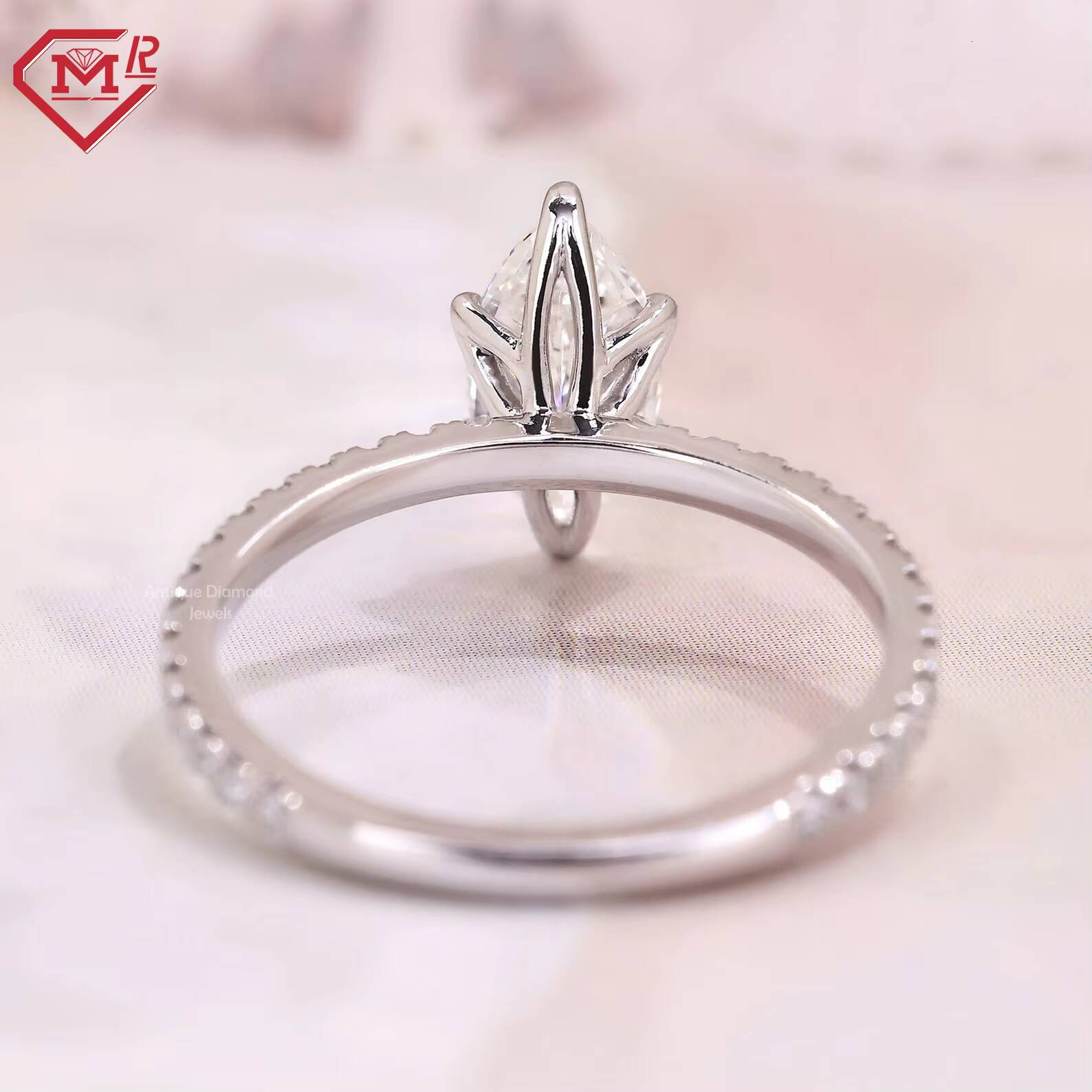 10K 14K 18K Moissanite Diamond Ring Wholesale Engagement VVS Marquise Cut 15 CT Moissanite Ring