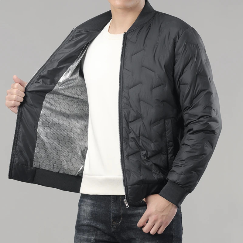 Winter Mens Down Jacket Business Casual Stand Collar Windbreaker White Duck Down Padded Lightweight Puffer Coat Big Size 8XL 251023