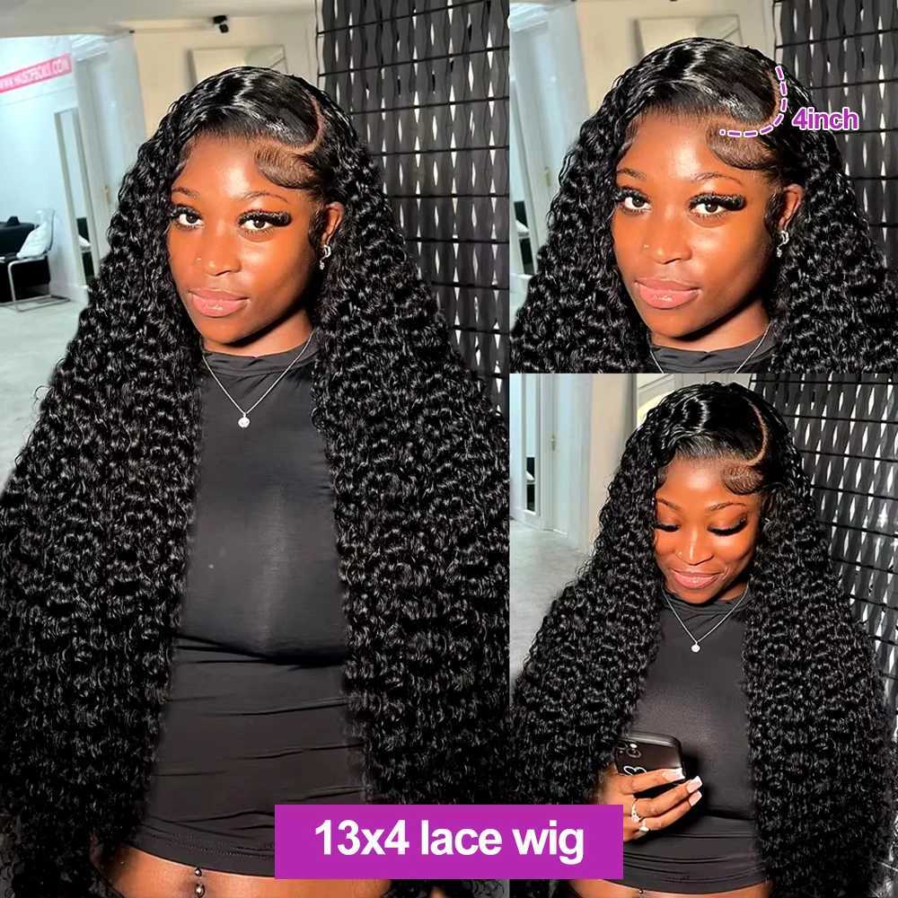 300 Density Human Hair Wigs 100 Transparent Curly Wigs 13x6 Hd Lace Frontal Wig Brazilian High Density Deep Wave Wigs 40 Inch W251023