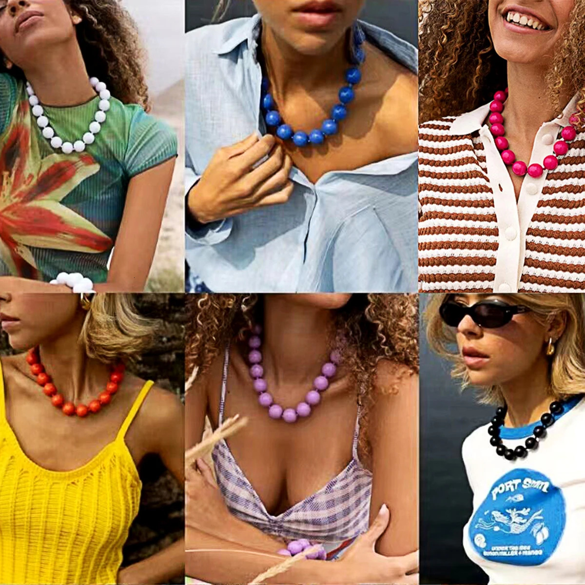 Docona Bohemia Bead Round Colourfulne Neckalce for Women Fashion Banquet AdjustableGeometric Holiday JewelryPartyGifts 251016