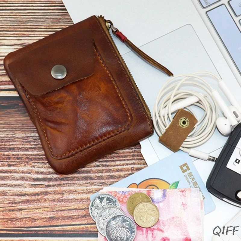 Genuine Leather Coin Purse Vintage Mini Zipper Wallets Case Storage Bag Card Holder Pocket for Men Women Z251023