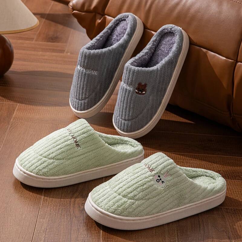 Women, Autumn and Winter Home Slippers, Indoor Confinement Warm Shoes, Non-Slip Plush Couple Cotton Slippers for Men ddmythur