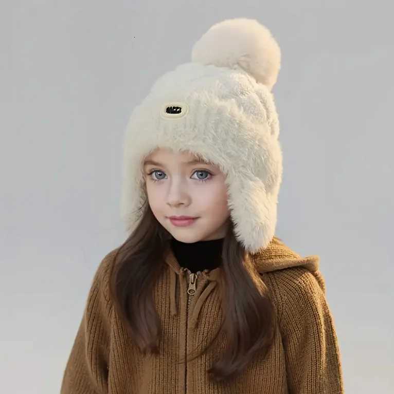 Kids Winter Hat with Ear Flaps Hat with Furry PomPom Plush Lining Soft Warm Beanie for Boys Girls for 410 YL251024
