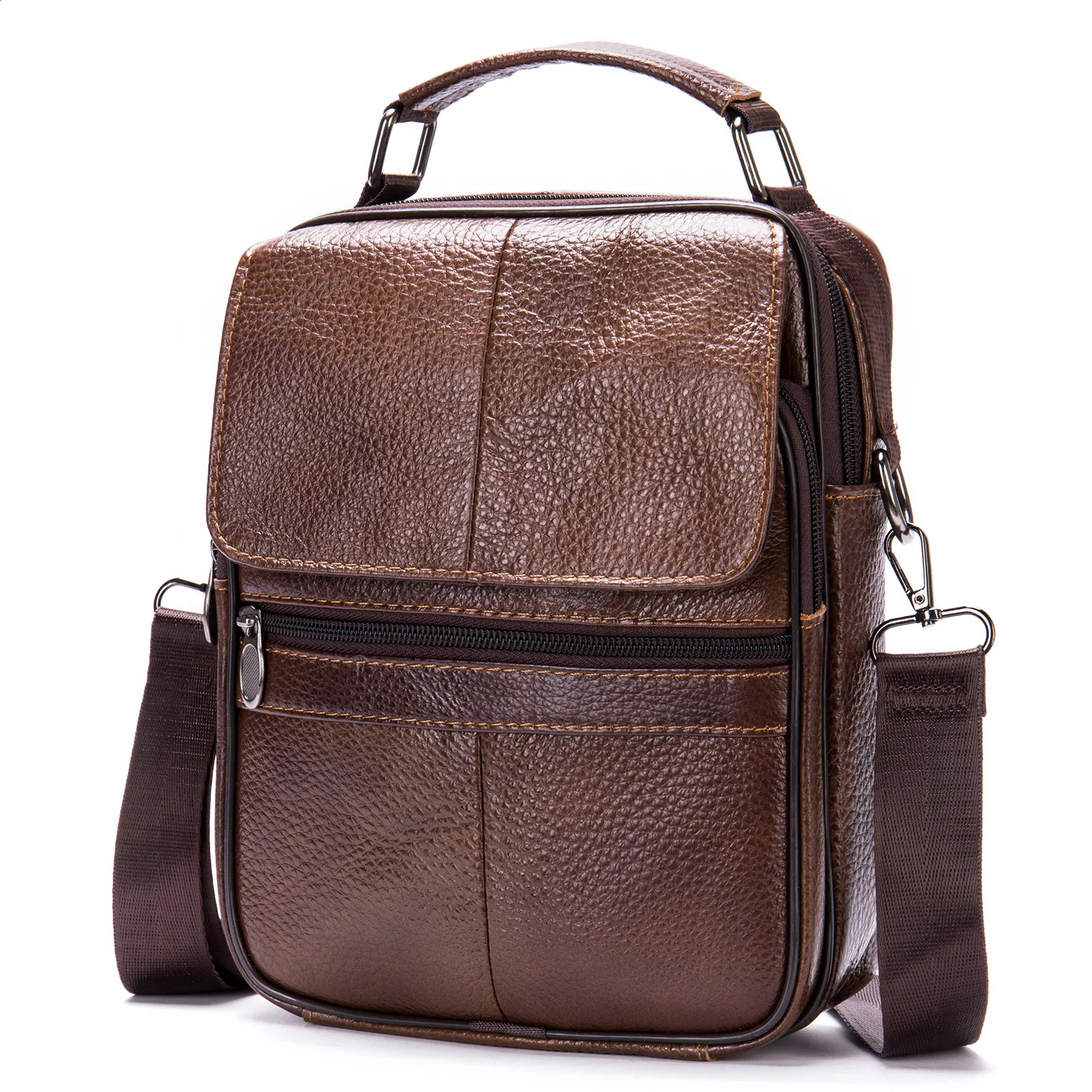 Genuine Leather vertical crossbody bag for men cowhide singleshoulder high quality casual business and trendy message 251018