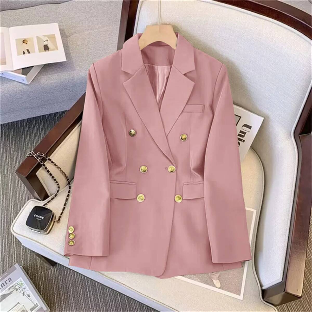 Women Fashion Temperament Blazer Long Sleeve Double Breasted Slim Coat Fall Spring New In Suit Jacket Office Lady Casual Outwear dongdumaoyi