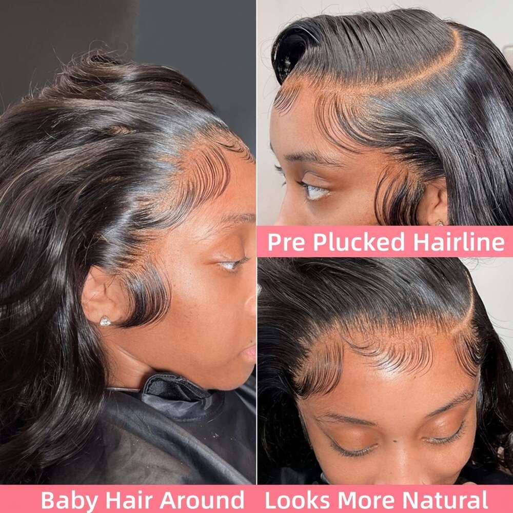 TIMOPOL Human 13x4 HD Wig 200% Density Glueless Lace Front Wigs With Baby Hair Natural Black