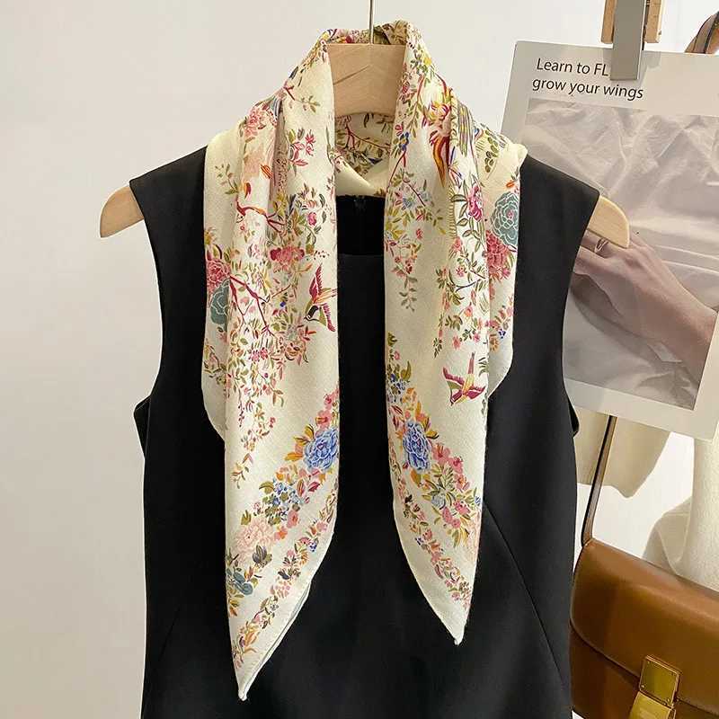 New ral Print Cotton Banda 70cm Square Wens band Accory Girls Sun Protection Hairscarf Handkerchief Neckercre Y251024