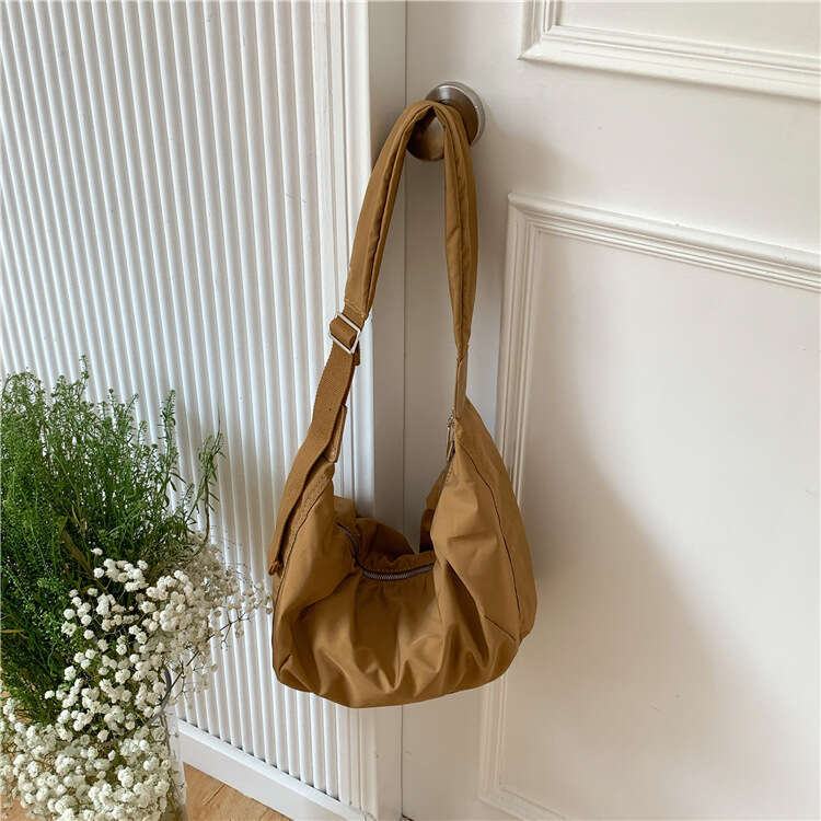 Nylon Single Crossbody For Women, Large Capacity, Spring And Summer Versatile Casual Bag, Niche Wide Shoulder Strap Fashion Dumpling Bag B5
