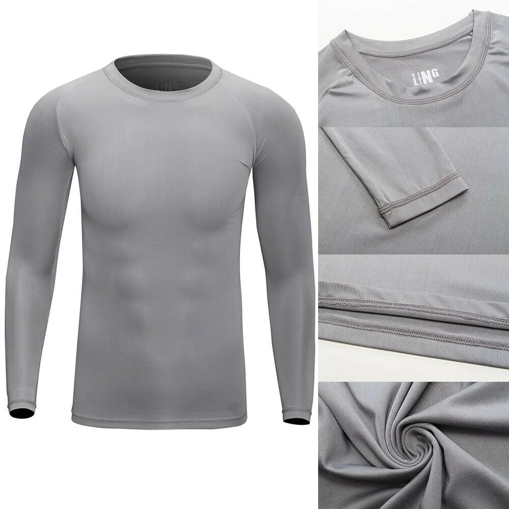 Men Long Sleeve Compression Under Base Layer TShirt Sport Fitness Underwear Tops Undershirts Warm Elastic Long Johns Inner Wear 251018