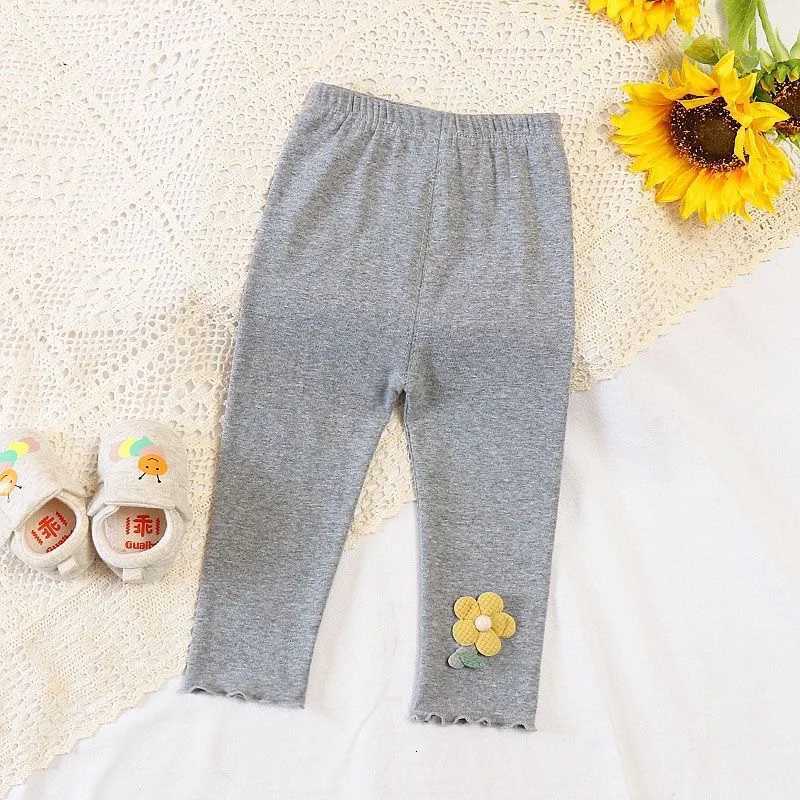 New Spring Autumn Kids Leggings Cute Flower Solid Color Girls Skinny Pants Childrens Outerwear TrousersT251024