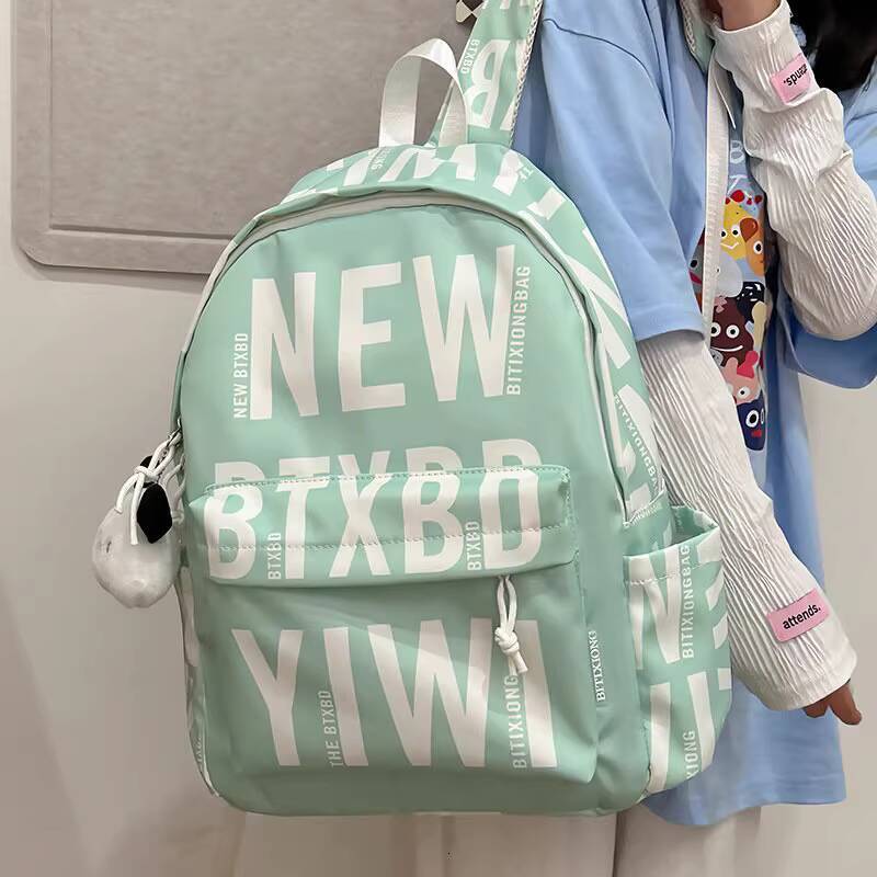 Student Women, Simple and Versatile, Ins Style Commuter Backpack, College Style, Personalized Trendy Brand, Letter Backpack for Men