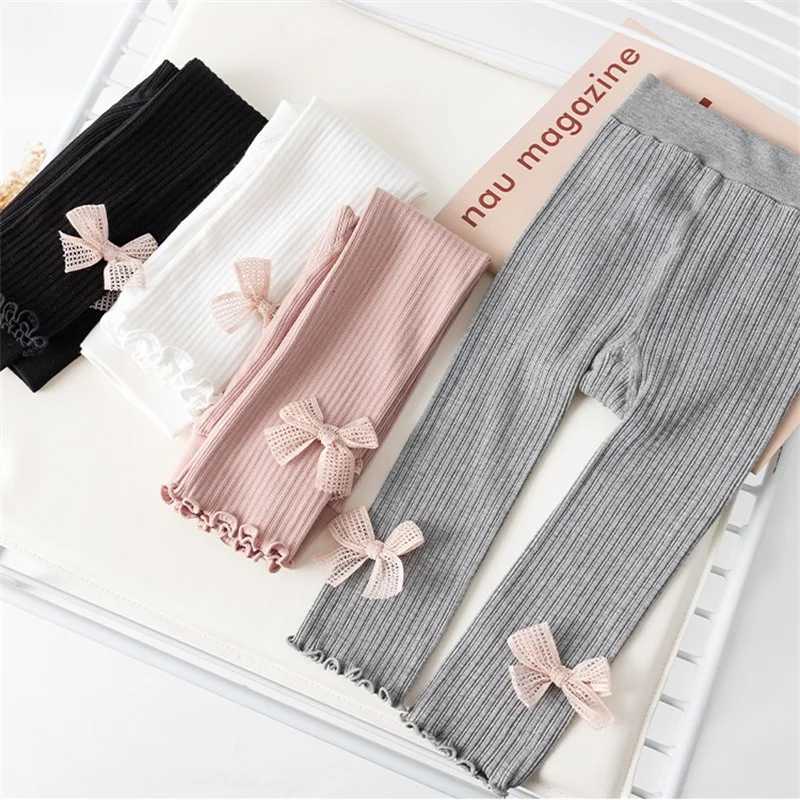 Kids Girls Leggings Spring Autumn Cotton Kids High Waist Pants Soft Sweet Bows Princess Childrens Tights 112Years PantyhoseT251024