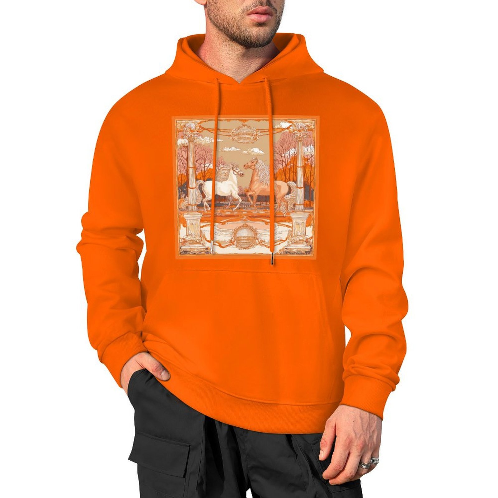 H Designer Fall Winter Hoodie Luxury Horse Print Design Unisex Long Sleeve Streetwear Hip Hop Oversized Fit Hoodie Men's Fashion Apparel H60