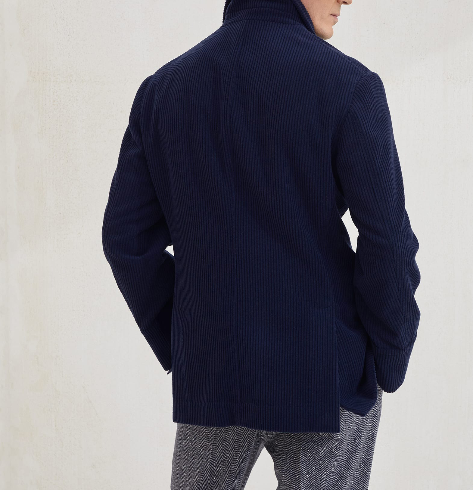 Casual Dark Navy Men Jacket Clothes Notched Lapel Double Breasted Male Fashion Business Party Show Wear One Piece