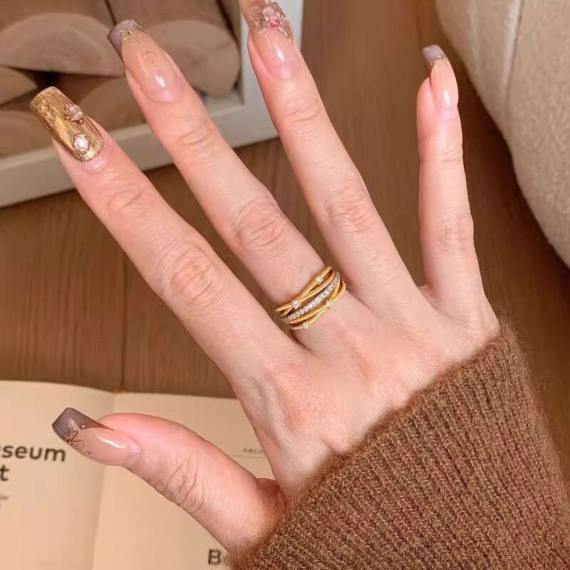 Brushed Multi-layer Wrapped 2025 New Fashion Light Luxury Micro-inlaid Super Shiny Exquisite Ring for Women