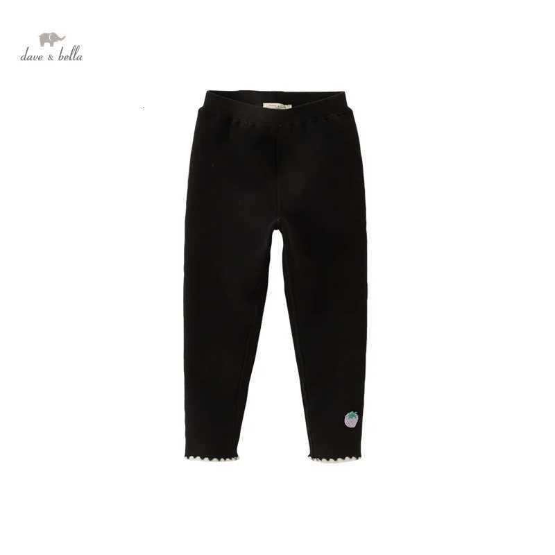 Dave Bella Childrens Girls Pants 2023 New Winter Casual Fashion Plush Tight Pants Warm Leggings Sport Outdoor DK4238189T251024
