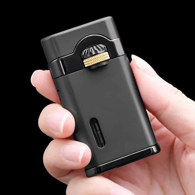 2025 JOBON Mechanical Metal Butane Gas Lighter Outdoor Windproof Gear Linkage Ignition Blue Flame Torch Portable Cigar Lighter1 D251024