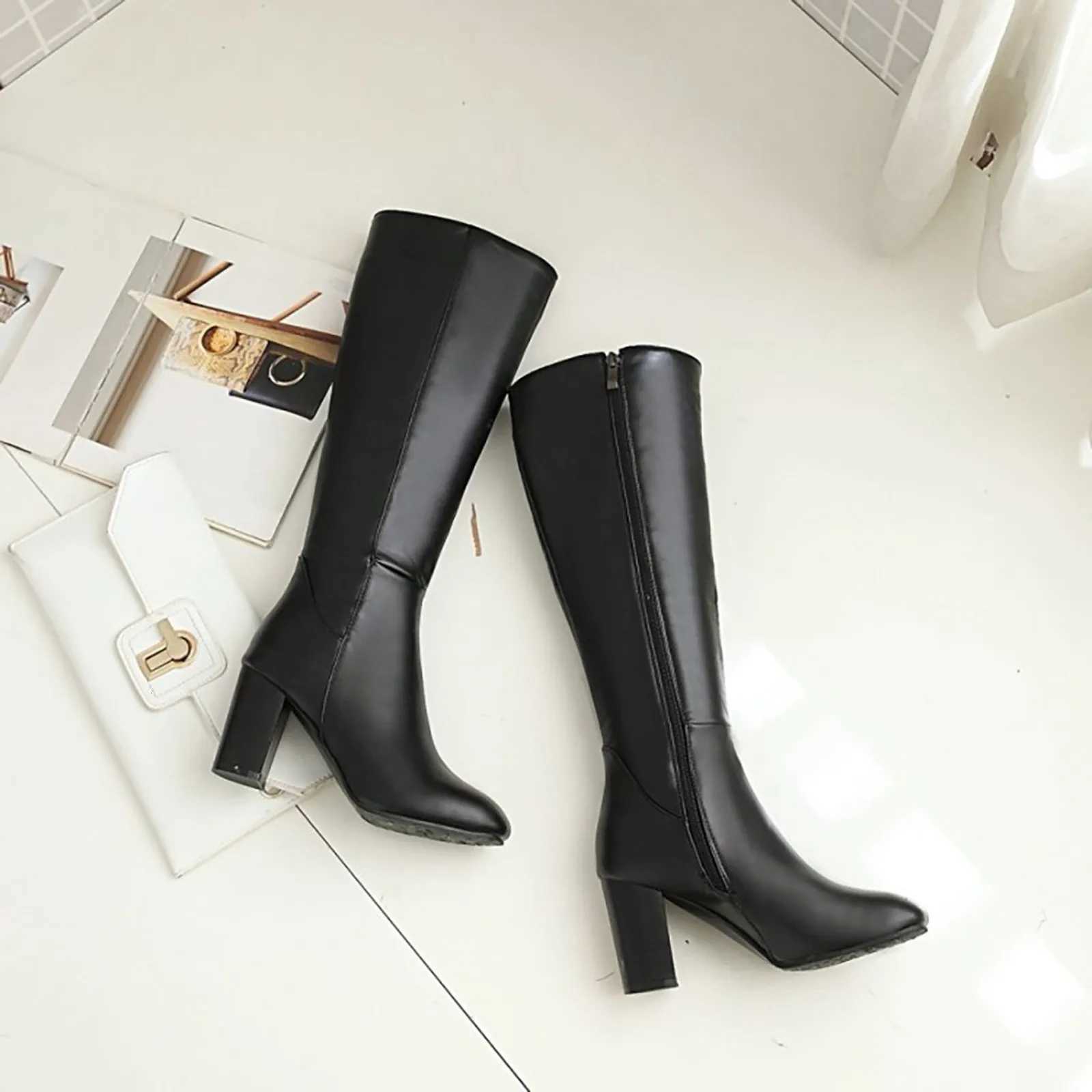 Autumn And Winter WomenS High Boots Fashion Soft Leather Back Zipper Long Boots Ladies Comfortable Knee High Boots Botas Mujer W251024