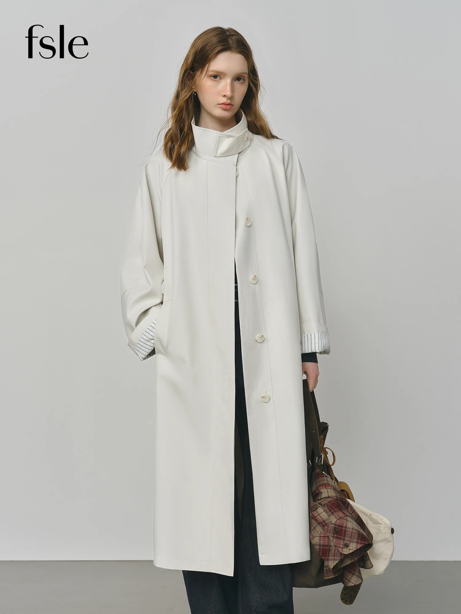 FSLE British Style n Stand Collar Windbreaker Trench Jacket for Women Autumn Arrival Casual Chic Coats 251021