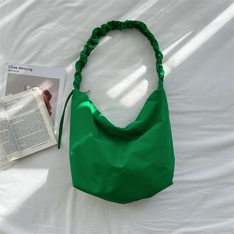 Spring Summer New Dumpling Women's Simple Shoulder Crossbody Large Capacity Casual Pleated Nylon Tote Bag Women B5