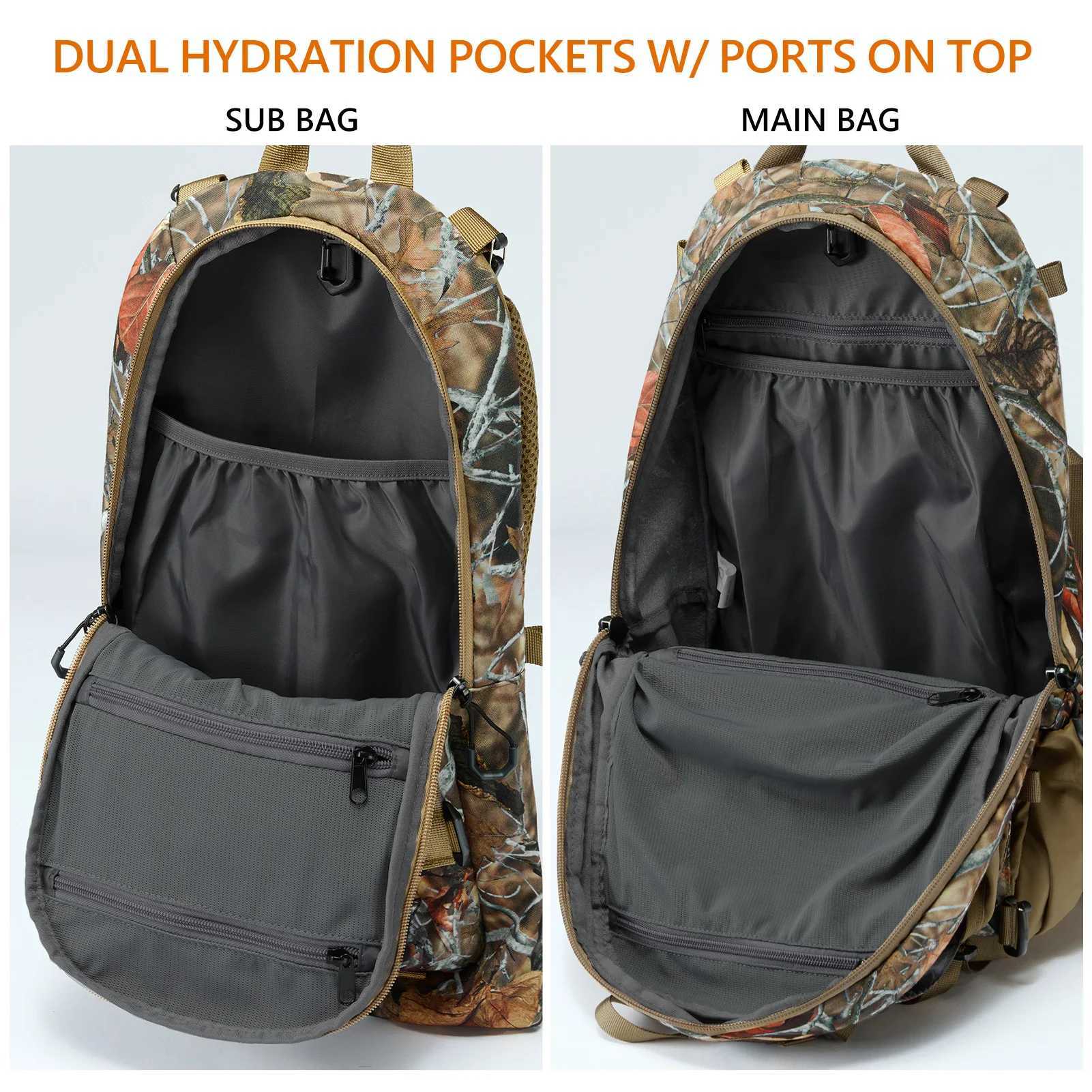 BASSDASH Fishing Hunting Backpack with Detachable Sub Bag Bow Rifle Holder Rain Cover Water Resistant Camo Pack HP02 J251024
