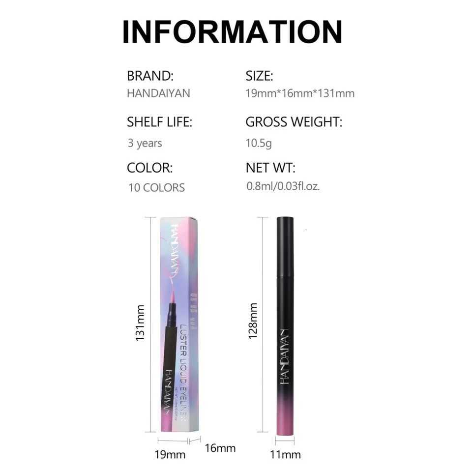 Waterproof Glitter Luster Liquid Eyeliner Pencil Long Lasting Purple Pink Blue Metallic Eye Liner Pen Cosmetic Makeup for EyesL251024