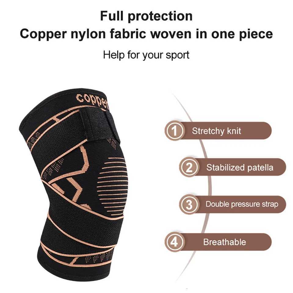 Sports Copper Ion Knee Pads Nonslip Knitted Nylon Knee Pads Patella Wear Tendon Injury Fitness Jump Rope Basketball Men WomenW251024