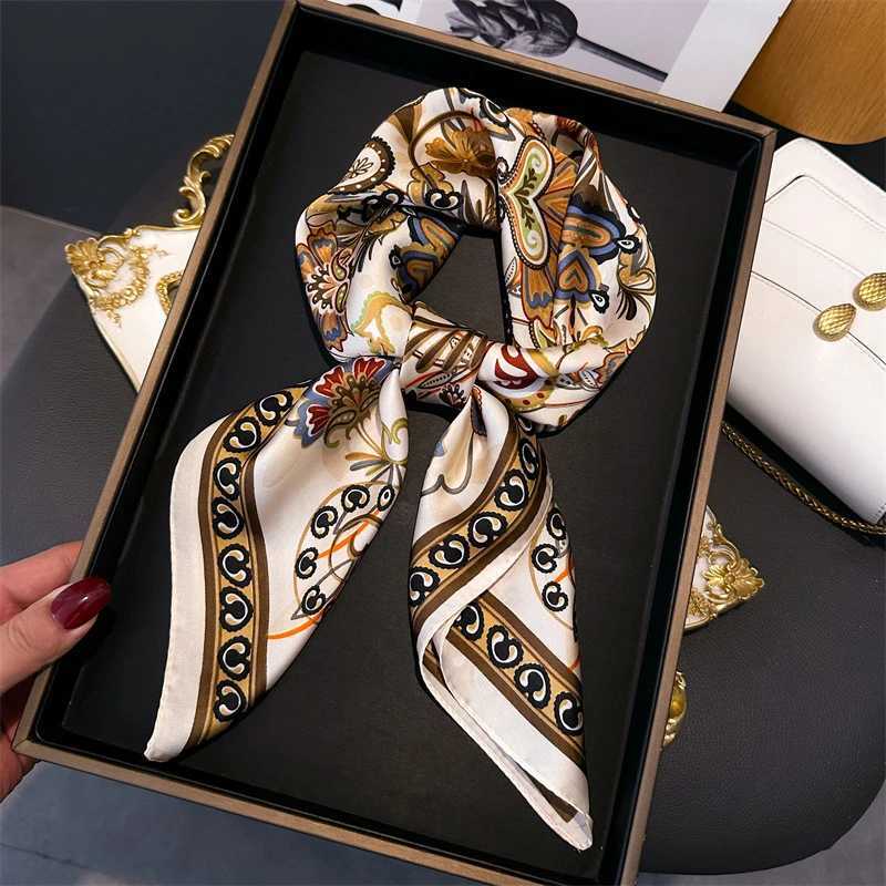Scarf For Wen SpringSummer Imitation Silk Square Scarf for Wen Decoration Band Print Neckerchief Luxury band Hijab Y251024