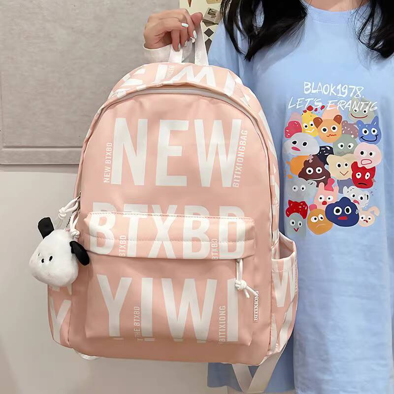 Student Women, Simple and Versatile, Ins Style Commuter Backpack, College Style, Personalized Trendy Brand, Letter Backpack for Men