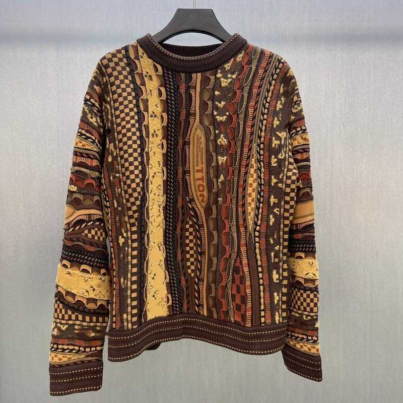 Men's Sweaters Designer Original Label Correct Version Autumn New Classic Splicing Micro Label Jacquard Pullover Crew Neck Sweater Wool Men and Women Sweater CXE0