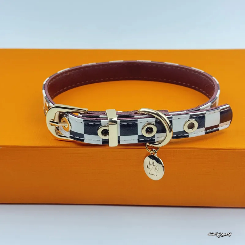 Classic Plaid Dog And Leash Set - Adjustable Leather Collar With Charm For Small To Medium Dogs Ddmylovely