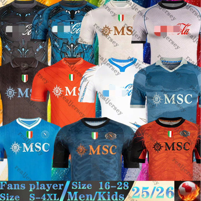 25 26 Maglia SSC Napoli Cyborg Training Soccer Jerseys LOZANO McTOMINAY Neres 2025 2026 Naples Home Away Fans Player Football Shirts Men kids Kit DE BRUYNE Buongiorno