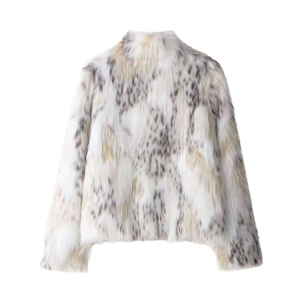 Winter Woman Multicolor Faux Fur Side Pockets Casual Crop Coat Fashion Elegant Women Thick Warm Lapel Jacket Street