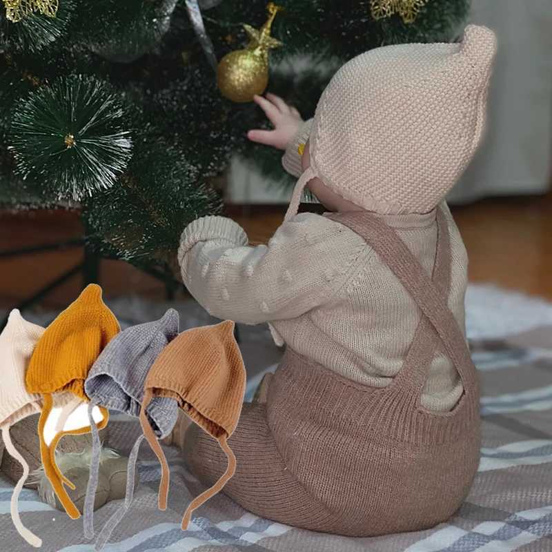 Winter Warm Baby Ear Protection Knitted Hat 26year Toddler Tie Beanies Solid Color Kids Crochet Bonnet Children Earmuffs Cap L251024