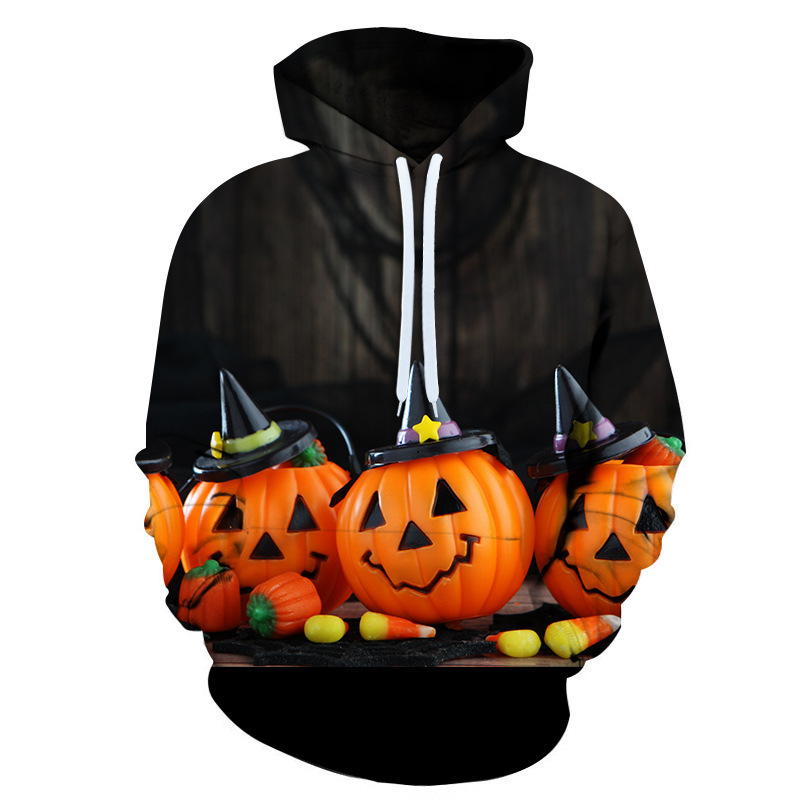 Foreign Trade European Designer Hoodie Jacket Tracksuit Men Polo Veste Coat And American Spring And Autumn Hot Sale Halloween Pattern 3D Digital Print