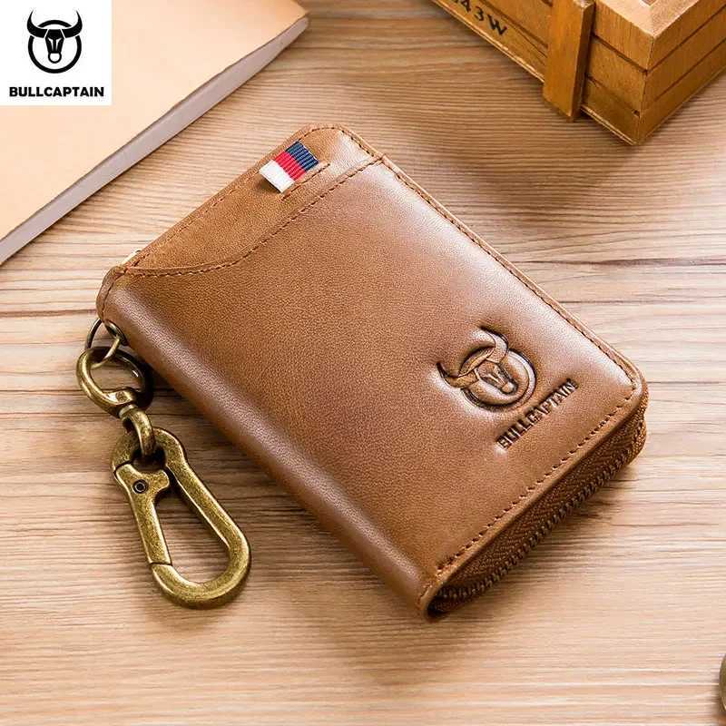 BULLCAPTAIN Genuine Leather Mens Key Card Holder High Quality Multifunctional Car Key Chain Wallet Mini Card Holder Key Holder Z251023